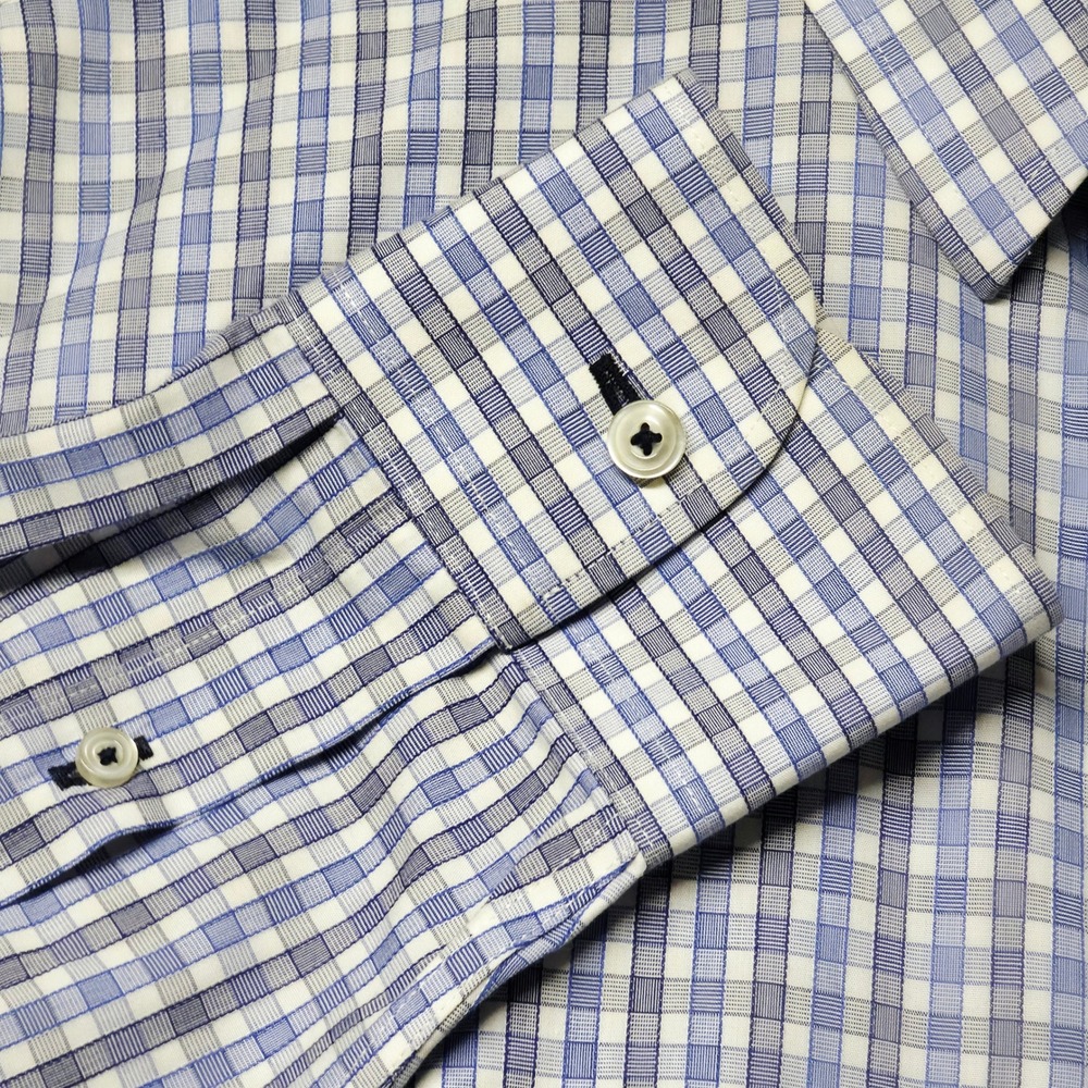 UNTUCKit Button‎ Down Men's Shirt Large Blue White Slim Fit Wrinkle Free Check - Picture 8 of 12